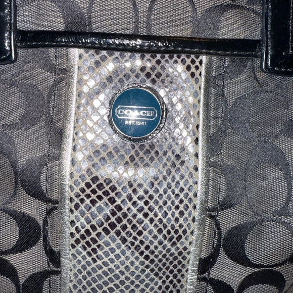 Coach Signature Stripe Python Carryall Handbag Black  H1380-F24884 - Picture 8 of 9